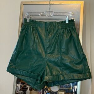 Strut & Bolt High Waist Green Leather Shorts